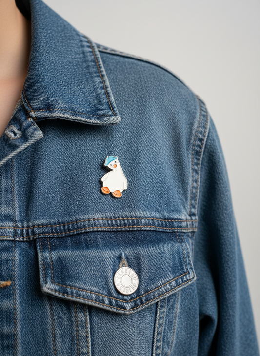 White Duck Blue Hat Pin