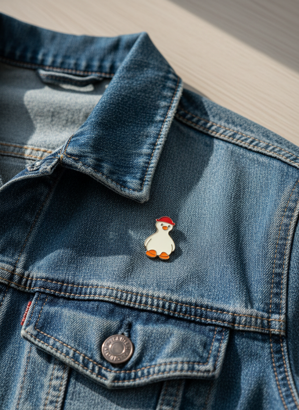 Photo produit - Pin's Canard Blanc Chapeau Rouge