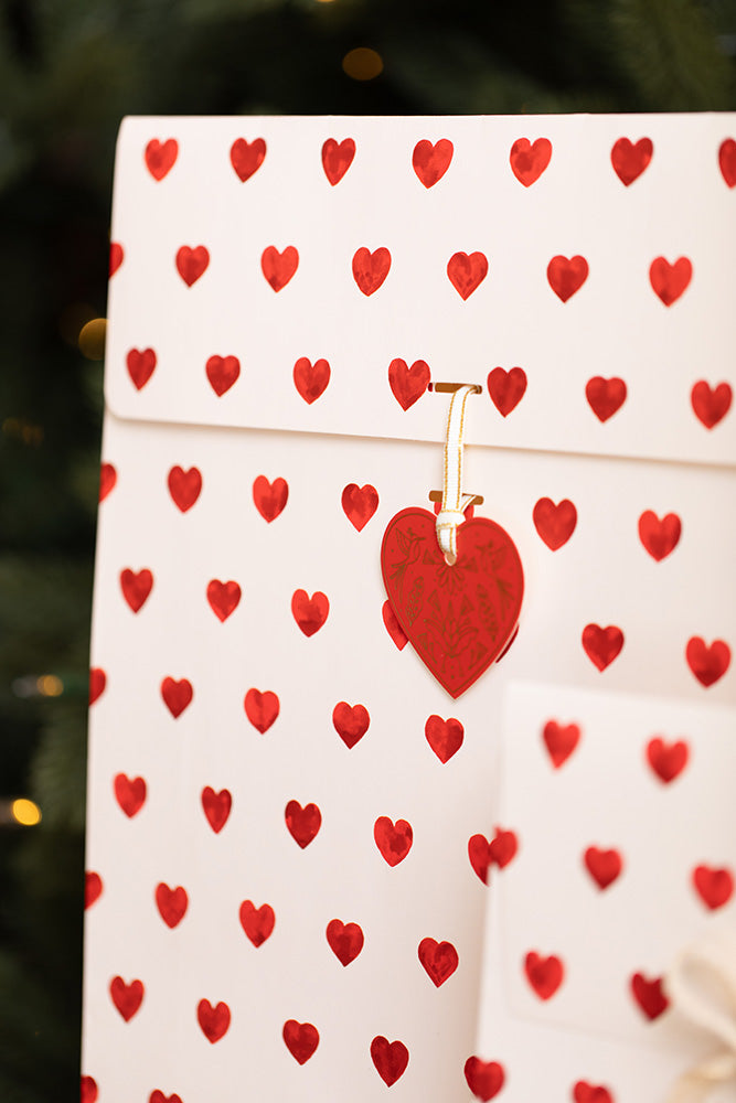 Red hearts - Gift tag