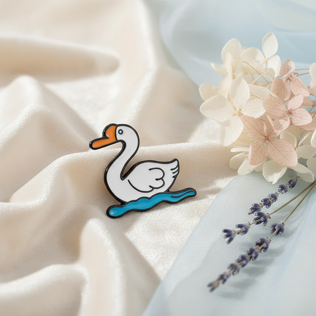 White Duck on Water Pin