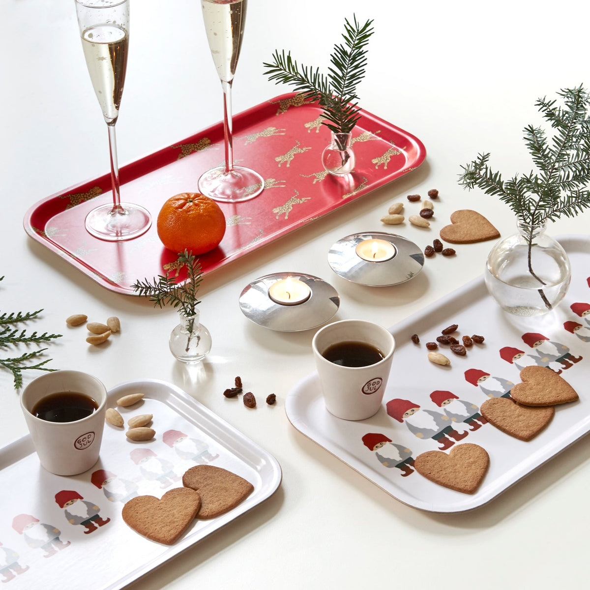 Red Leopard Round Serving Tray - 38 cm