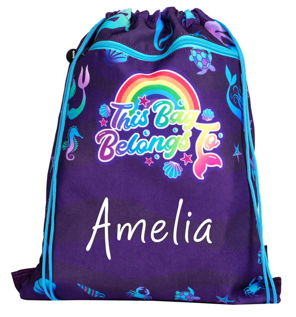 Personalized Drawstring Bag - Purple Mermaids