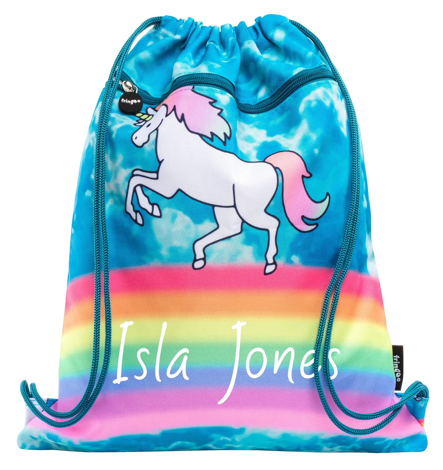 Personalized Drawstring Bag - Unicorn Clouds