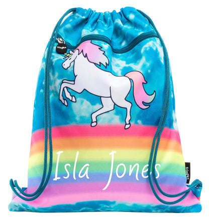 Personalized Drawstring Bag - Unicorn Clouds