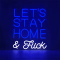 Wand-Neon Let's Stay Home and F*ck - Blau