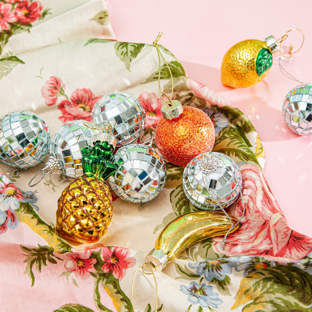 Mini Faceted Christmas Baubles 6-Pack