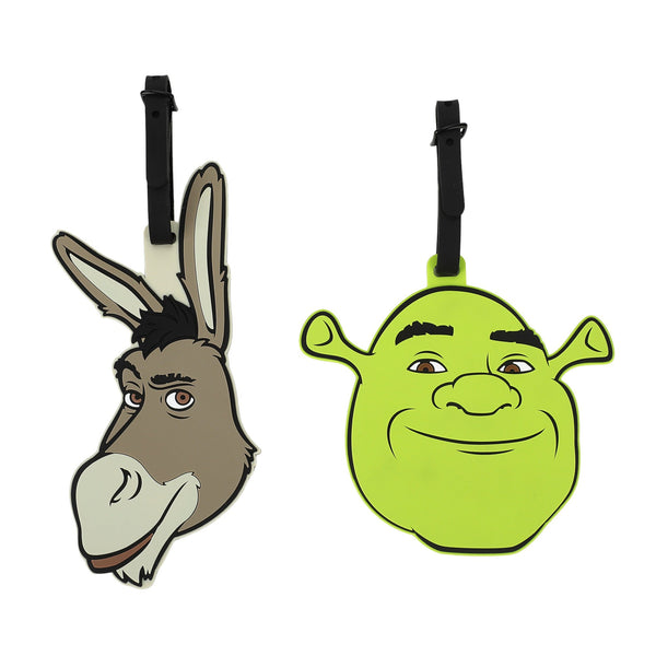 Étiquettes de bagage Shrek et l'Âne en caoutchouc moulé