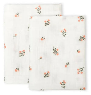 Set of 2 Organic Cotton Muslins – Petites Fleurs