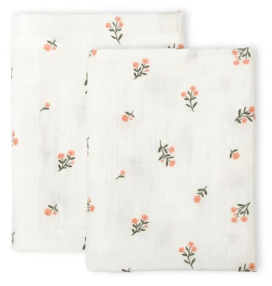 Pack of 2 organic cotton languages ​​Small flowers