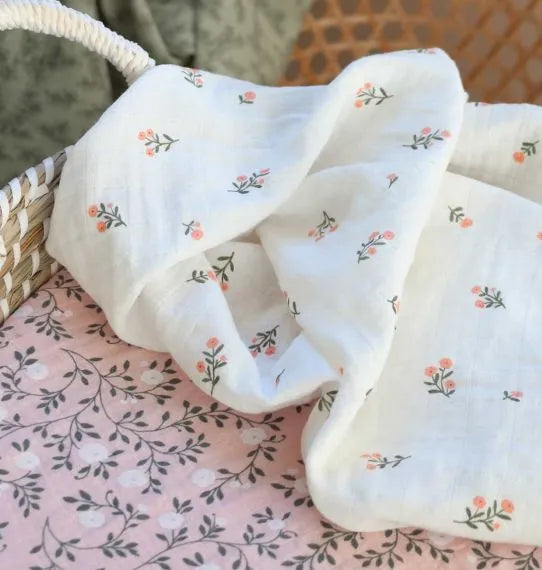 Pack of 2 organic cotton languages ​​Small flowers
