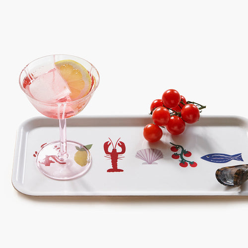 'Seaside Lunch' Rectangular Serving Tray - 32x15 cm - Cream