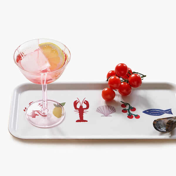 'Seaside Lunch' Rectangular Serving Tray - 32x15 cm - Cream