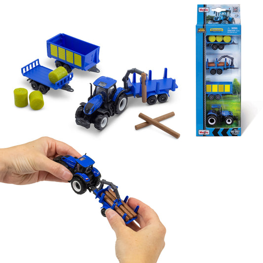 MINI CONSTRUCTION VEHICLES - PACK OF 4 NEW HOLLAND TRACTORS