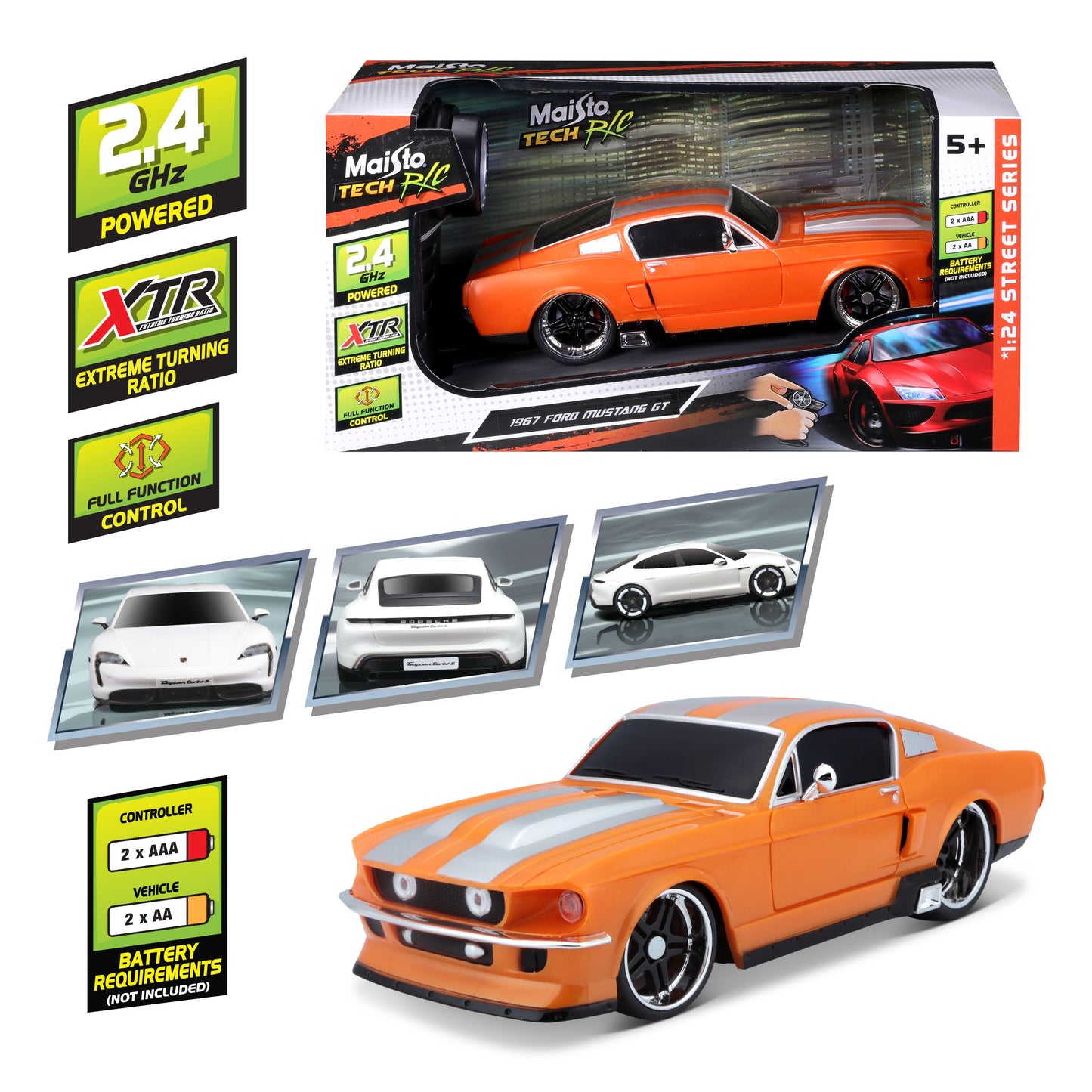 FORD MUSTANG GT 1967 télécommandée à l'échelle 1:24, 2,4 GHz