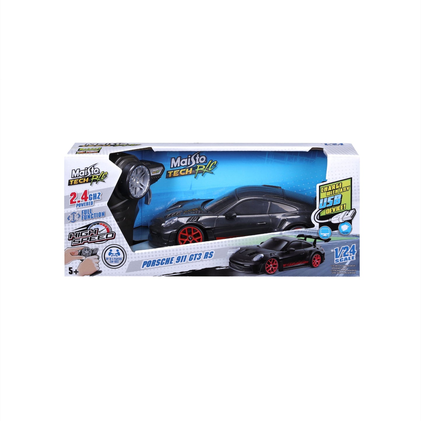 High-end 1:24 scale 2.4 GHz radio-controlled Porsche 911 GT3 RS