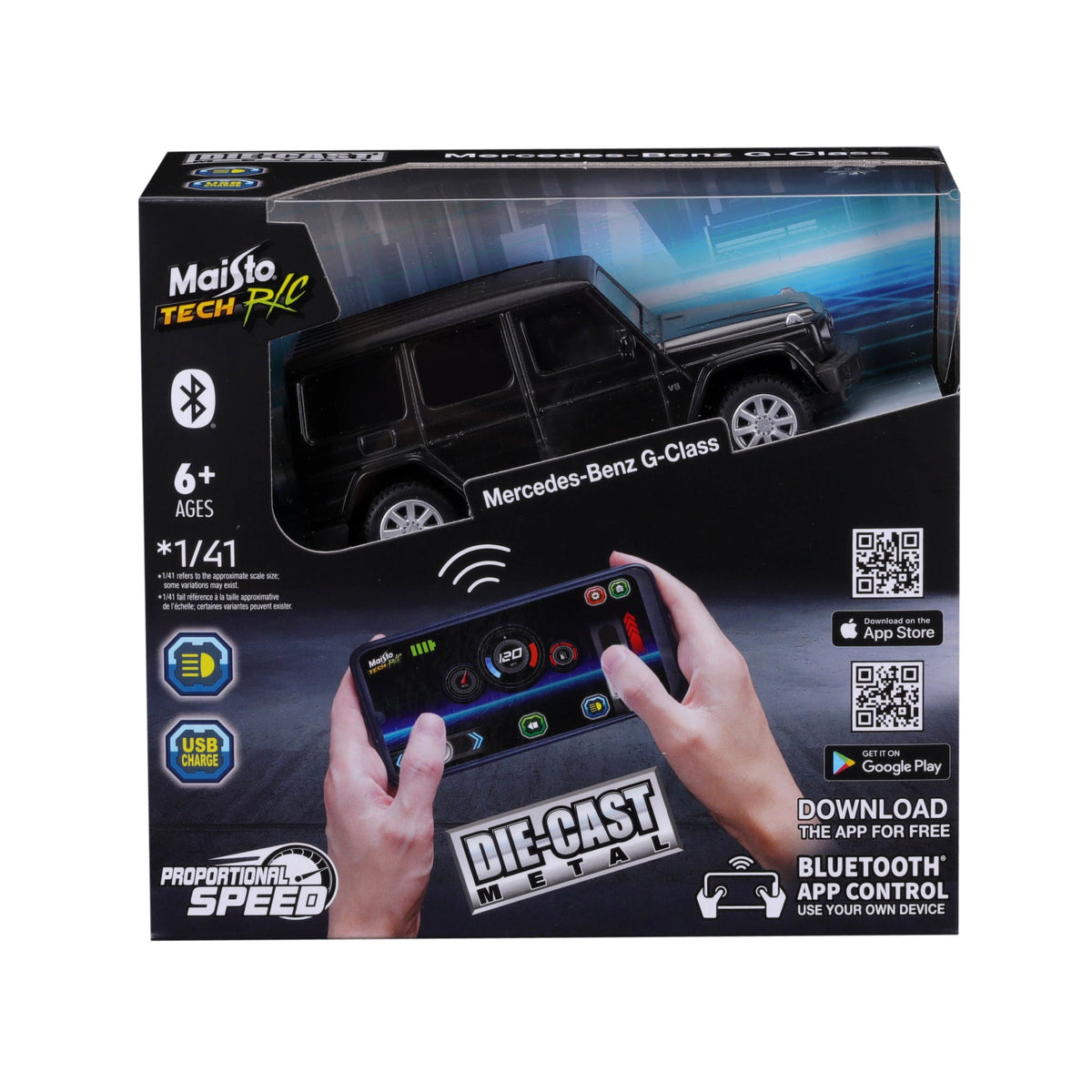MERCEDES G-CLASS DIECAST REMOTE CONTROL MINI CAR BLUETOOTH 1:41 SCALE WITH WINDOW BOX