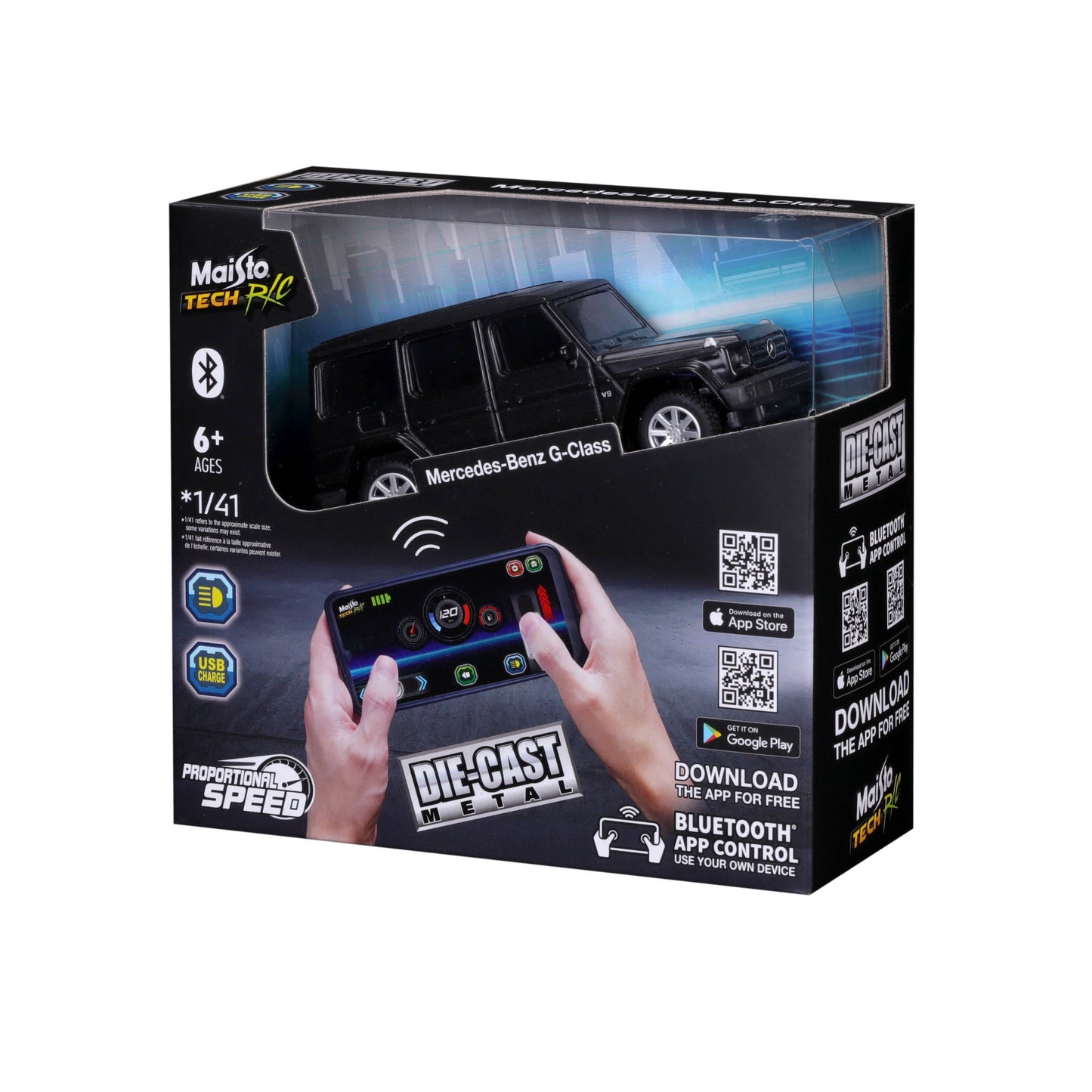 MERCEDES G-CLASS DIECAST REMOTE CONTROL MINI CAR BLUETOOTH 1:41 SCALE WITH WINDOW BOX