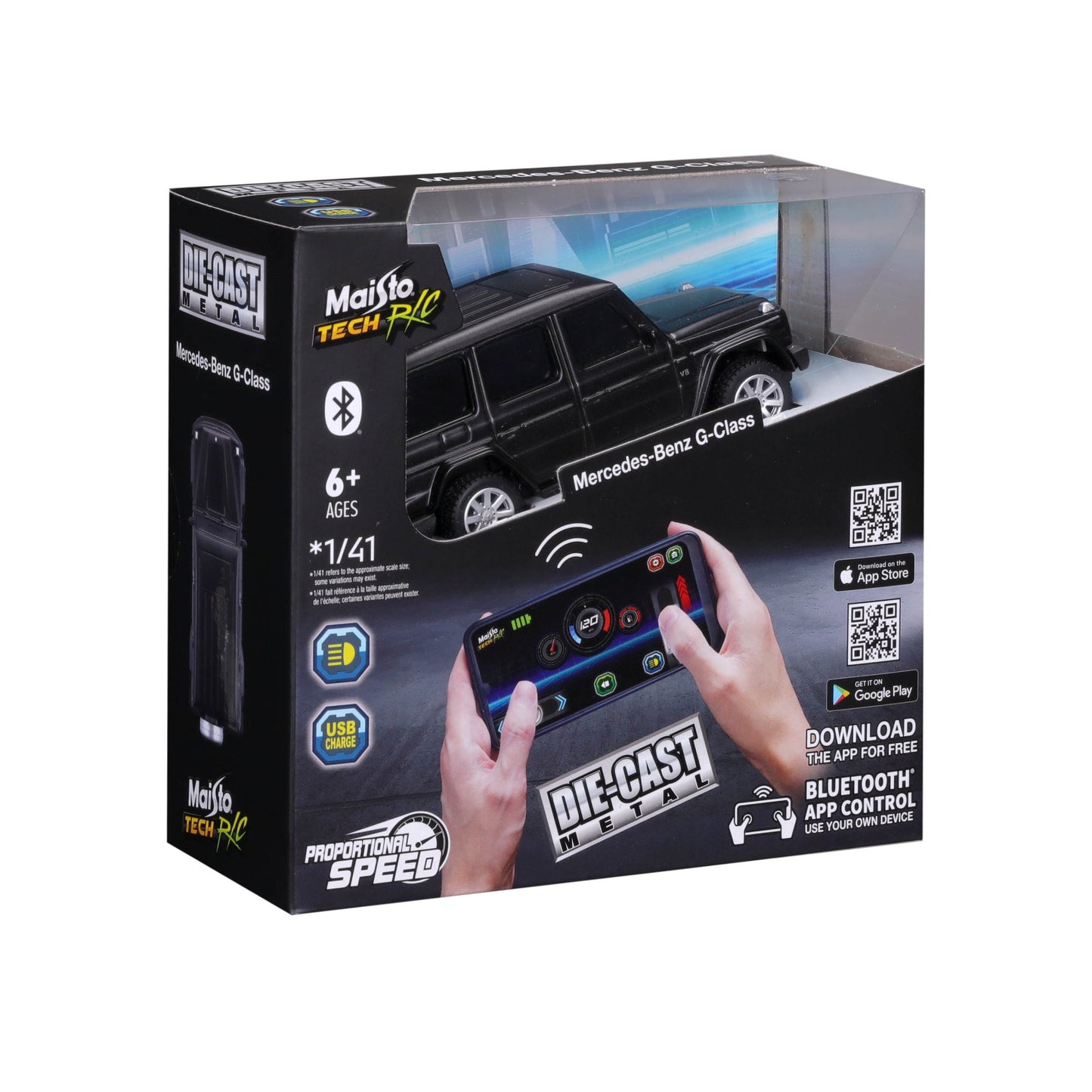 MERCEDES G-CLASS DIECAST REMOTE CONTROL MINI CAR BLUETOOTH 1:41 SCALE WITH WINDOW BOX