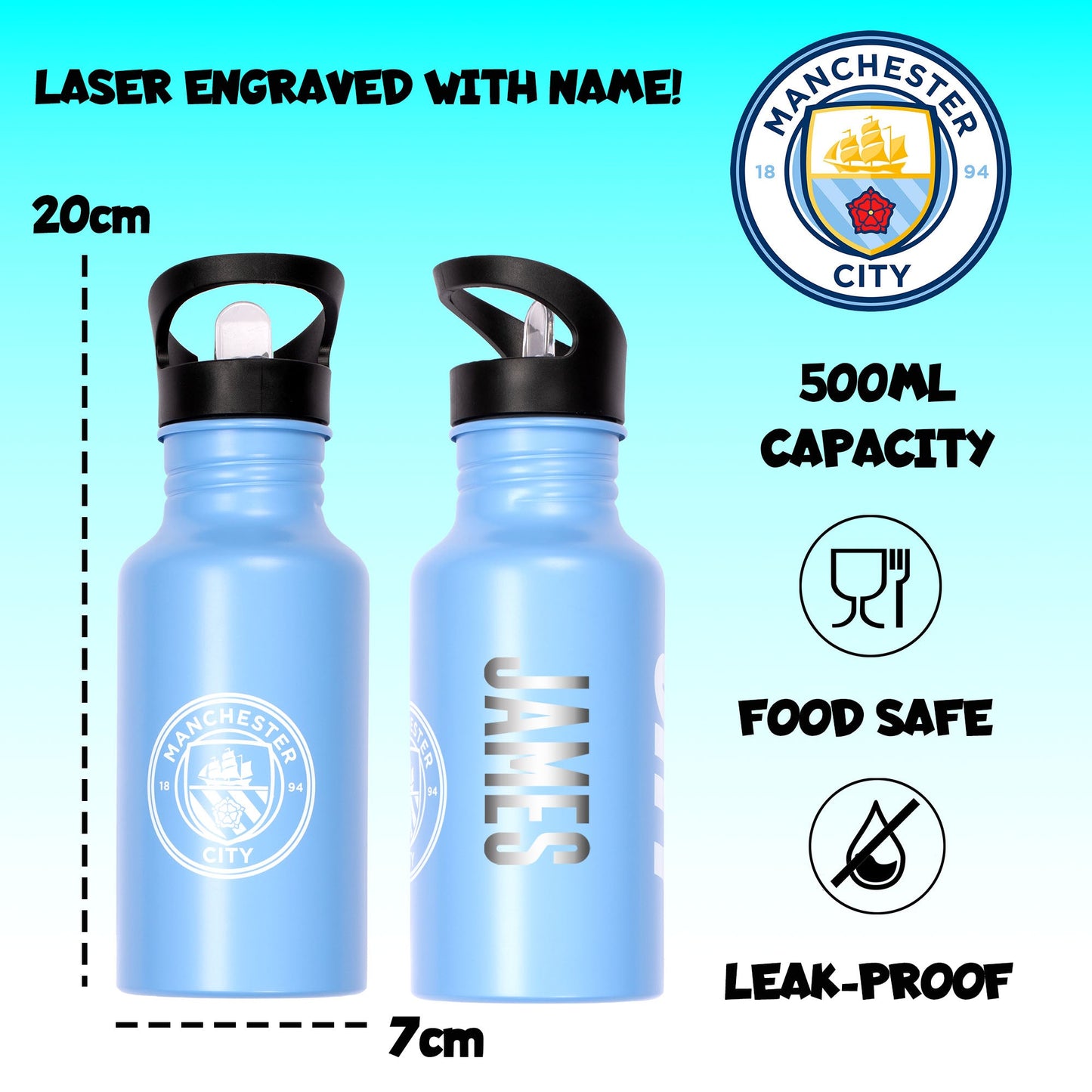 Manchester City FC Metal Gourde 500ml