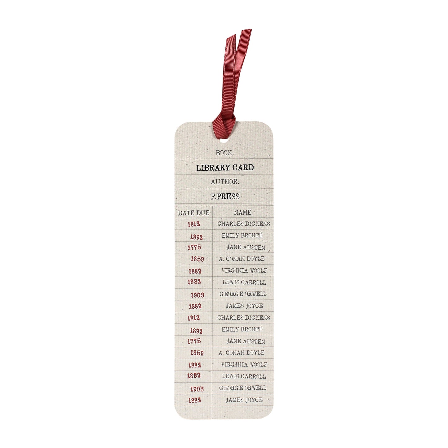 Pulteney Press Library Card Paper Bookmark