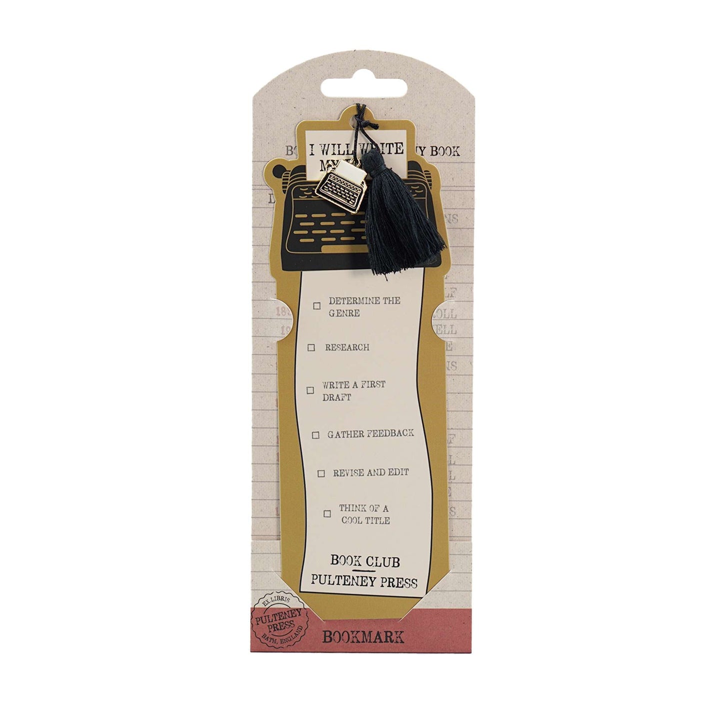 Bookmark with Charm and Tassel I Will Write My Book