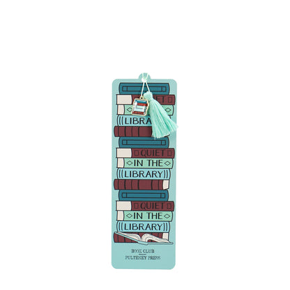 Quiet In The Library Bookmark with Charm and Tassel