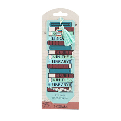 Quiet In The Library Bookmark with Charm and Tassel