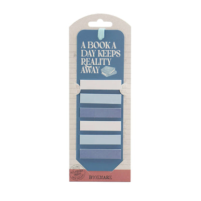 Bookmark with sticky tabs A Book A Day Keeps Reality Away