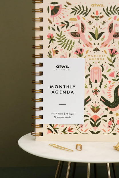 Pink Croco - Monthly Planner Spirals