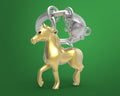 Golden Racehorse Keychain