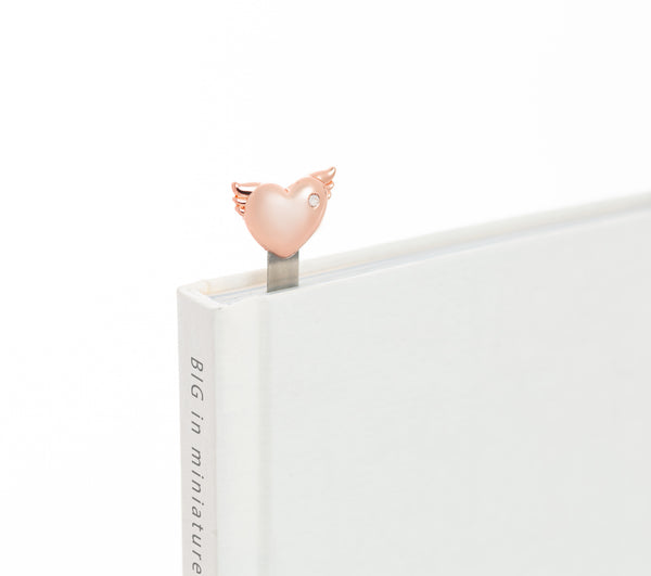 Rose Gold Winged Heart Bookmark