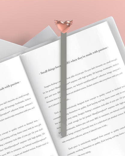 Rose Gold Winged Heart Bookmark