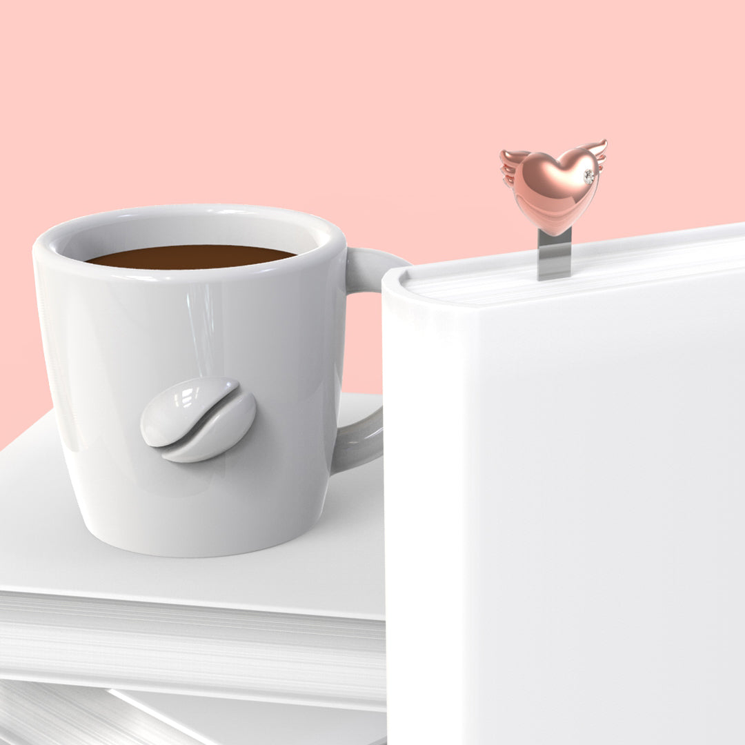 Rose Gold Winged Heart Bookmark