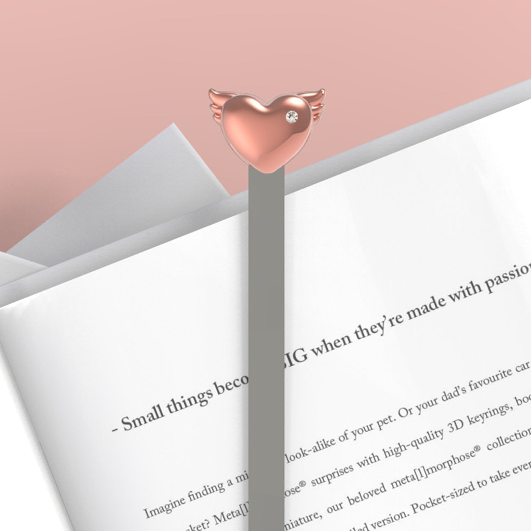 Rose Gold Winged Heart Bookmark