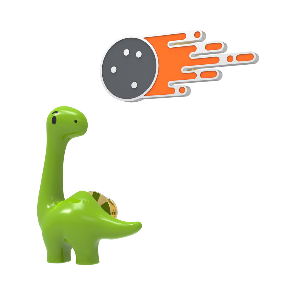 Pin's Dinosaure et Astéroïde