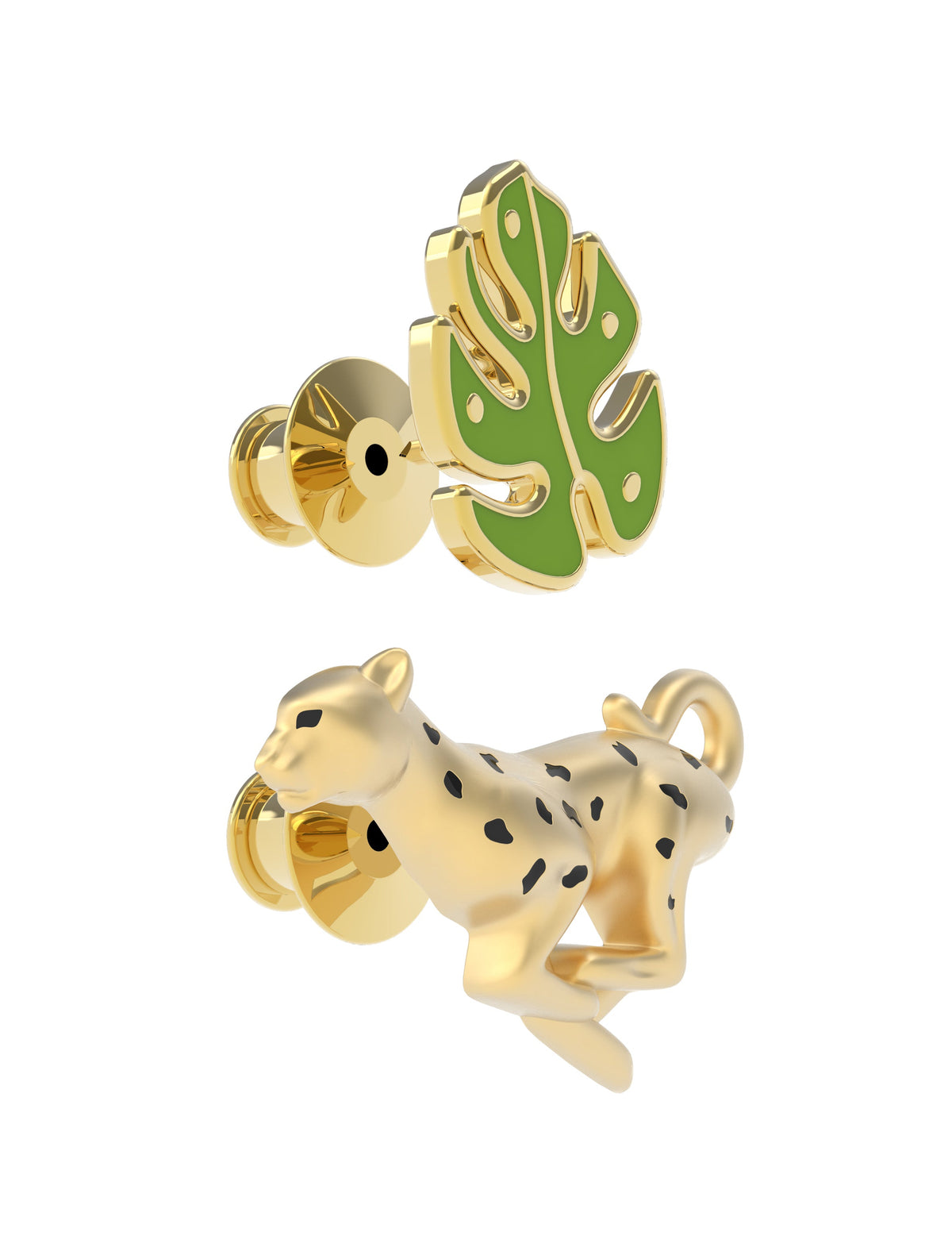 Leopard and Tropical Leaf Pin
