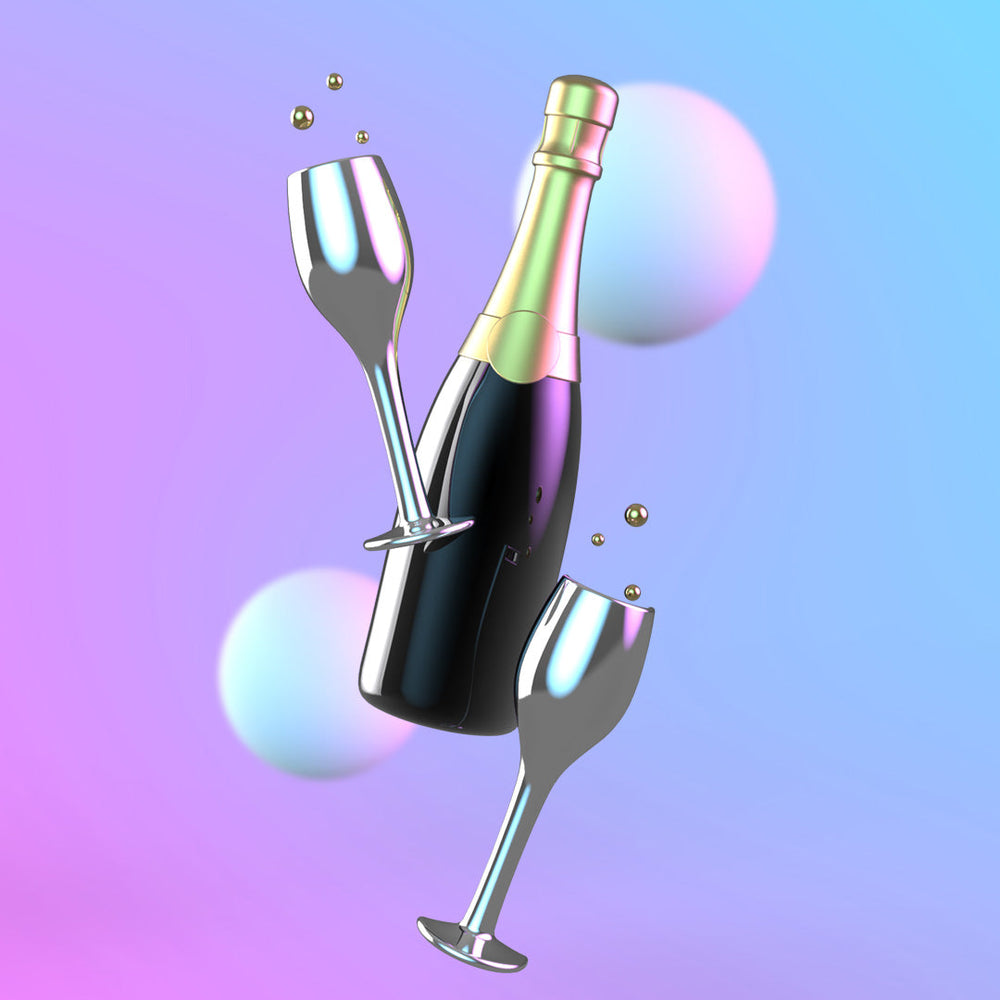 Spilla e coppa di champagne