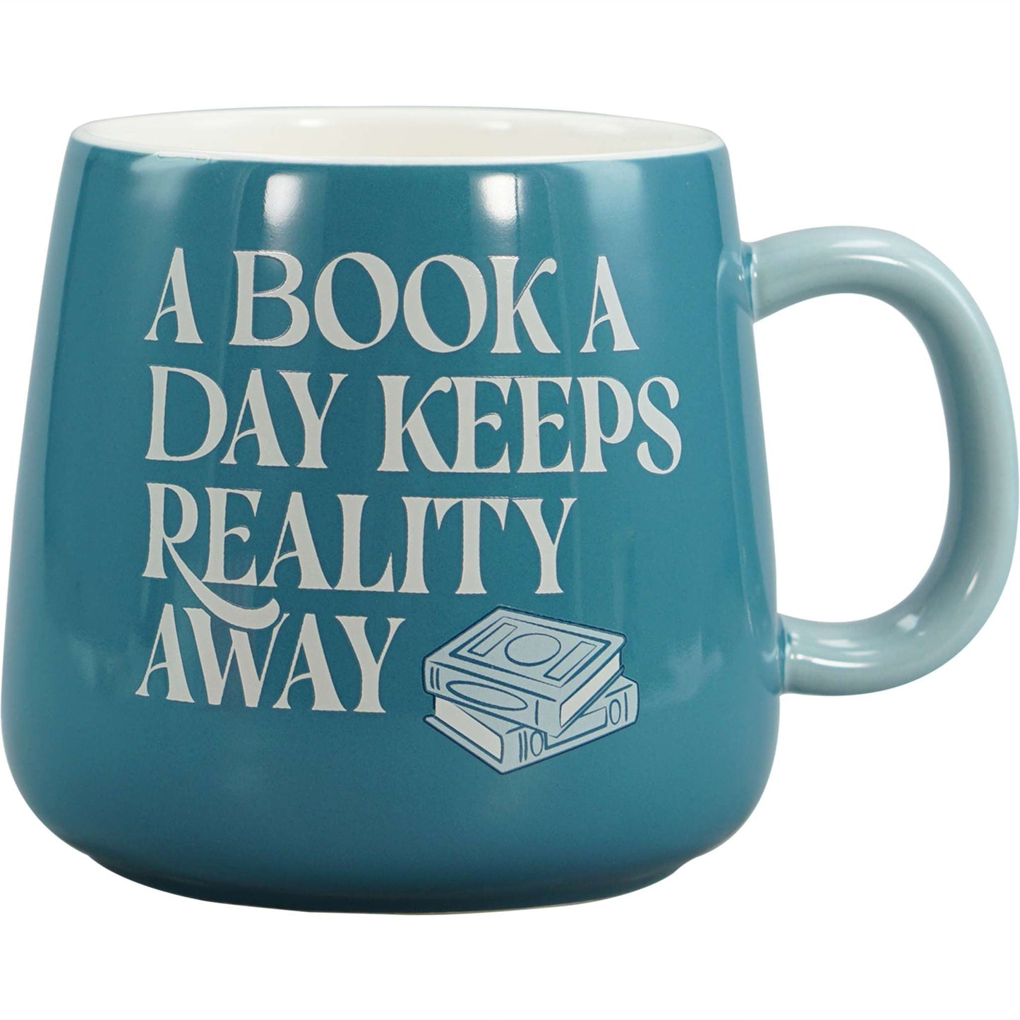 "A Book A Day Keeps Reality Away" Oval Mug – 370 ml