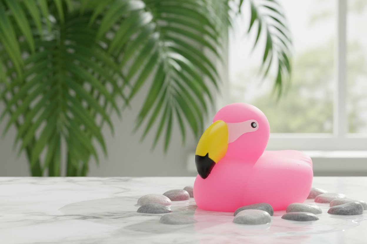 Bath pink flamingo