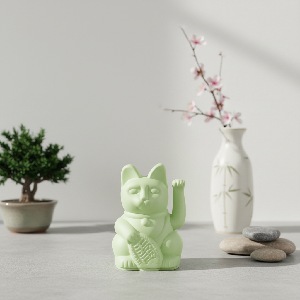 Mini Light Green Lucky Cat
