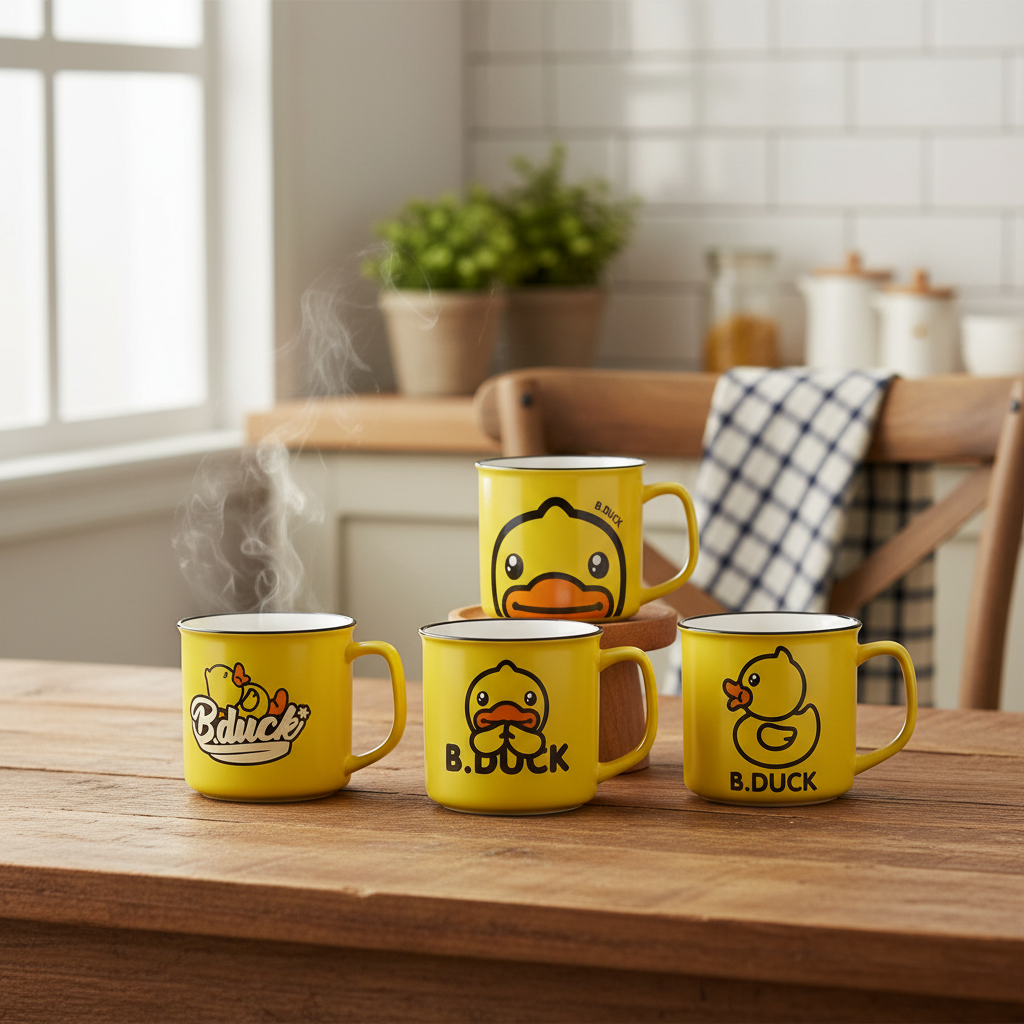 Sleeping yellow duck mug