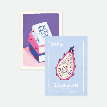 Duo Books Dragon Fruit - A6 Pocket Notebook DUO