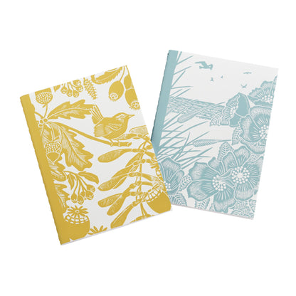 Lot de 2 carnets A6 Kate Heiss - bleu poudré/Mustard