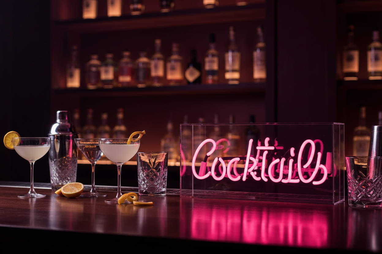 Rose cocktails neon