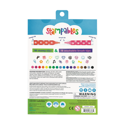 Stampables Double-Ended Stamp & Brush Markers – Set of 18
