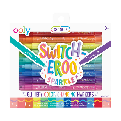 Feutres à changement de couleur pailletés Switch-Eroo – Lot de 12 – OOLY