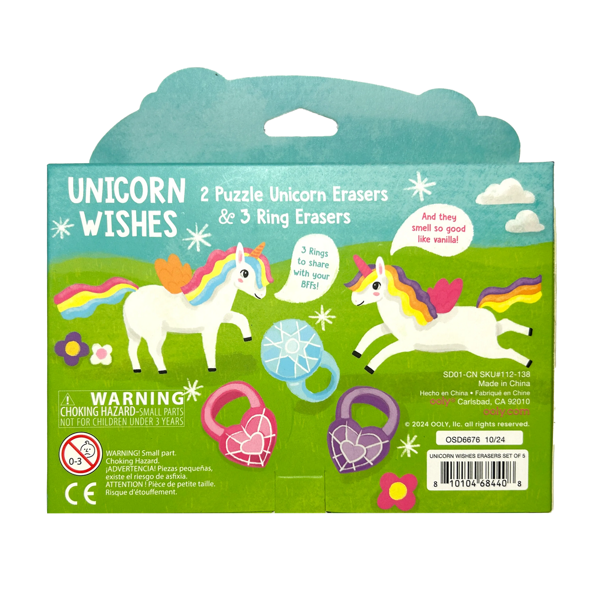 Gommes puzzle parfum vanille Unicorn Wishes – Lot de 5 – OOLY
