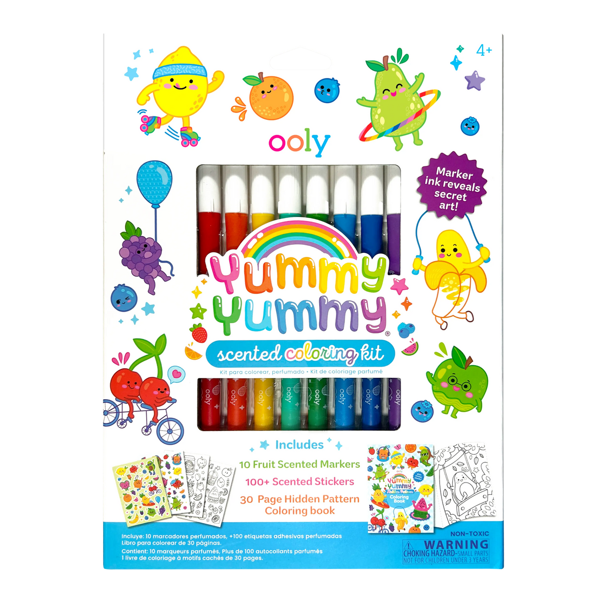 Kit de coloriage parfumé Yummy Yummy – 10 feutres, stickers et livre OOLY — emballage vu de face