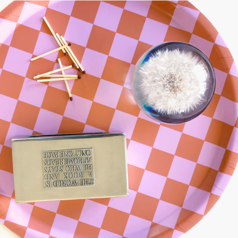 CHECKER Orange/Pink Round Serving Tray - 31 cm