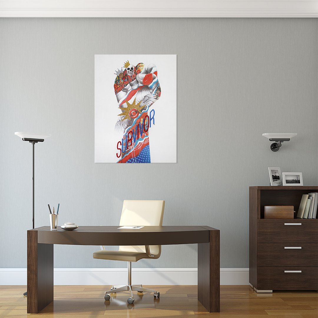 'Survivor' Wall Artwork with LED Neon - STANDARD